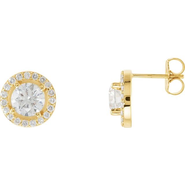 Round 4-Prong Halo-Style Earrings