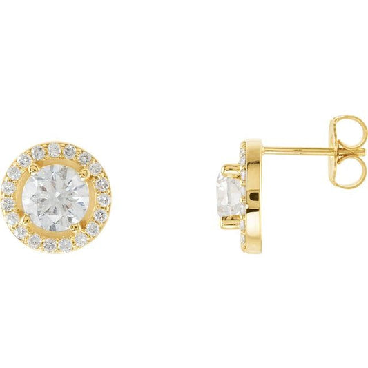 Round 4-Prong Halo-Style Earrings