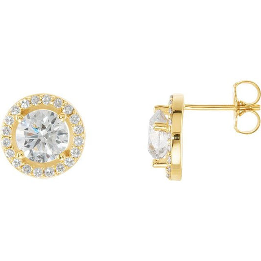 Round 4-Prong Halo-Style Earrings