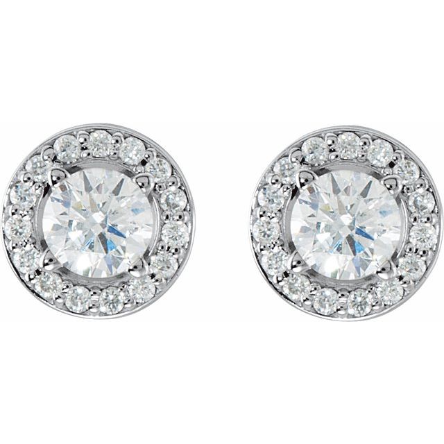 Round 4-Prong Halo-Style Earrings
