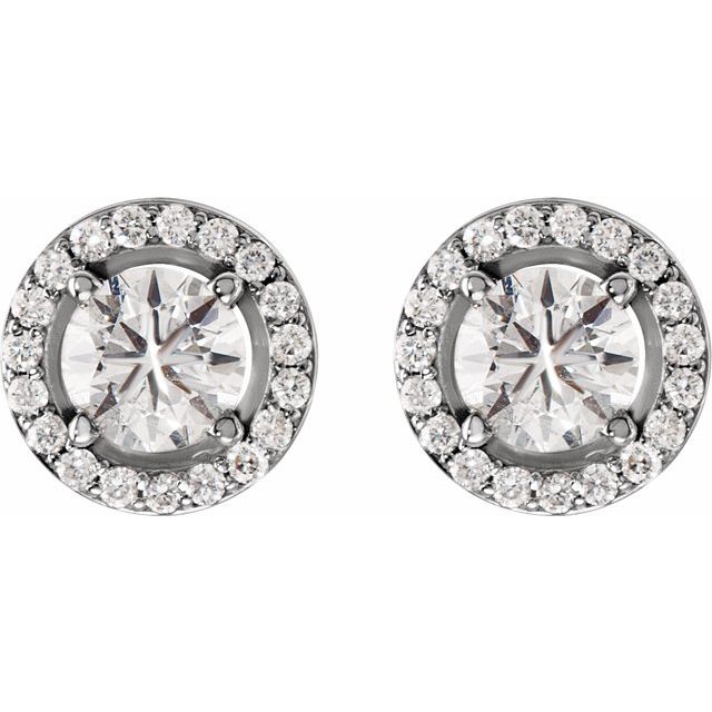 Round 4-Prong Halo-Style Earrings