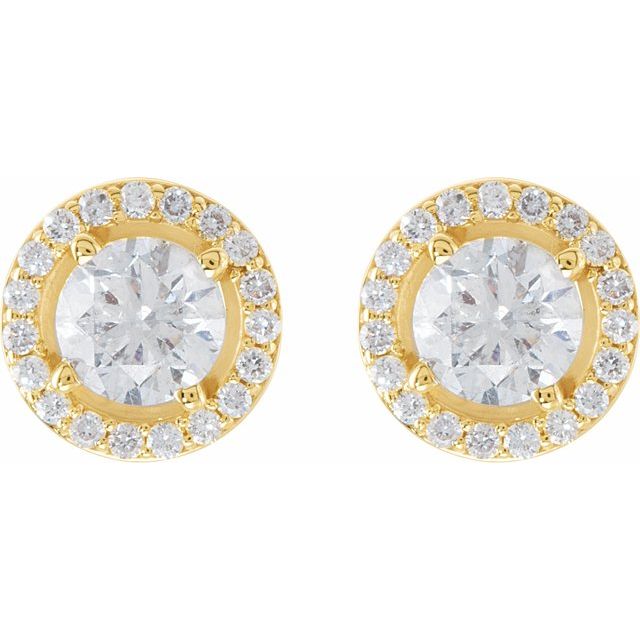 Round 4-Prong Halo-Style Earrings
