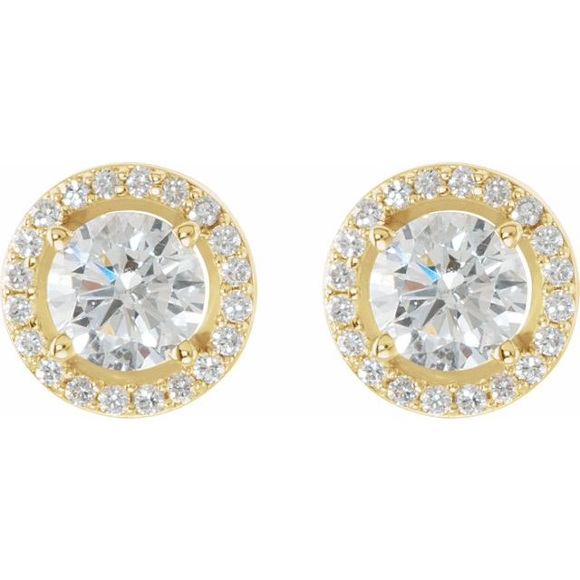 Round 4-Prong Halo-Style Earrings