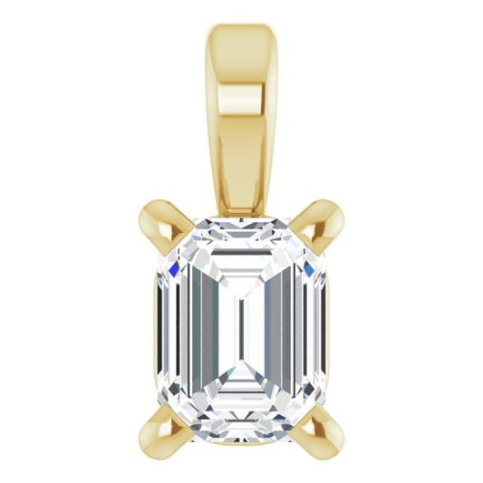 Emerald 4-Prong Solitaire Pendant