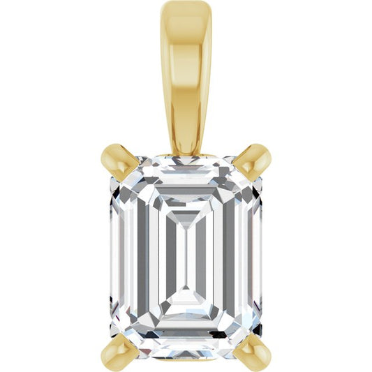 Emerald 4-Prong Solitaire Pendant