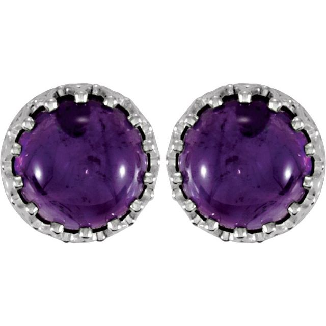 Round Cabochon Crown Earrings