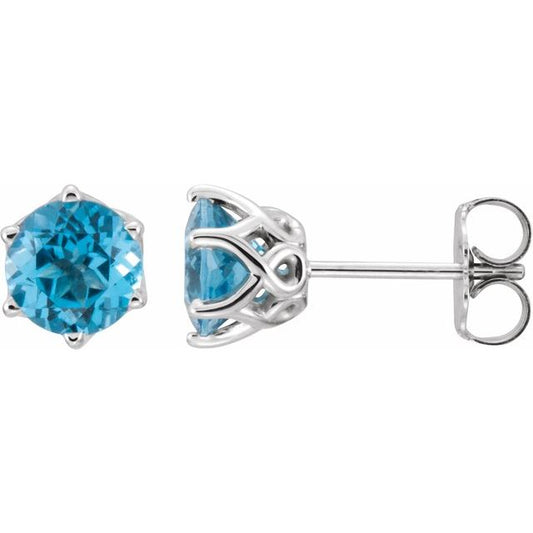 Round 6-Prong Crown Stud Earrings