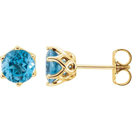 Round 6-Prong Crown Stud Earrings