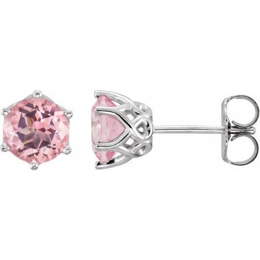Round 6-Prong Crown Stud Earrings