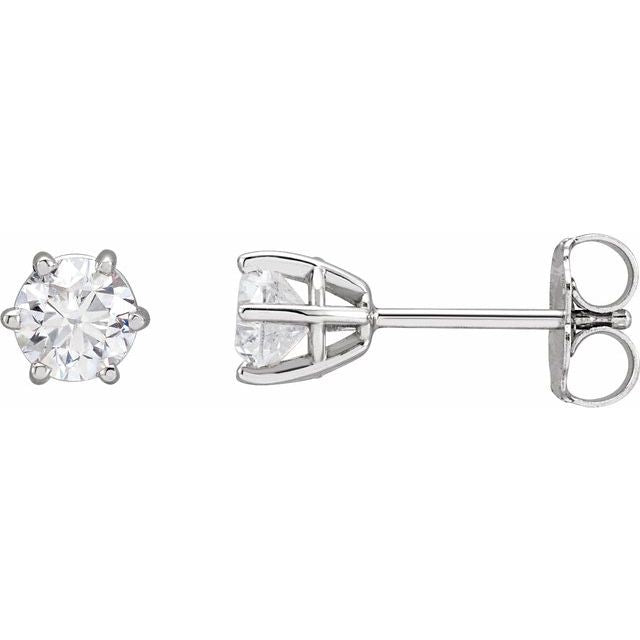Round 6-Prong Stud Earrings