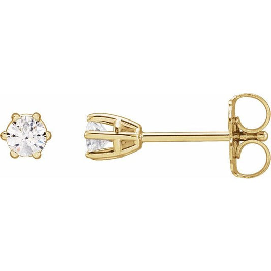 Round 6-Prong Stud Earrings