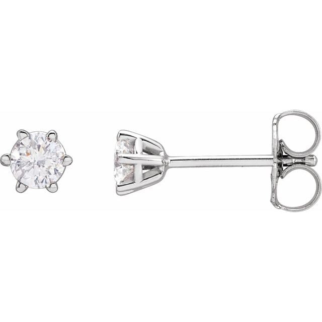 Round 6-Prong Stud Earrings