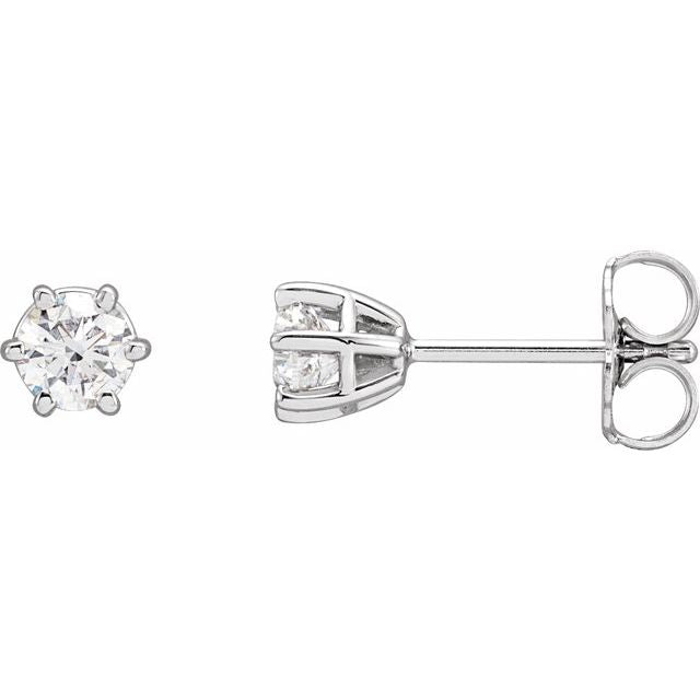 Round 6-Prong Stud Earrings