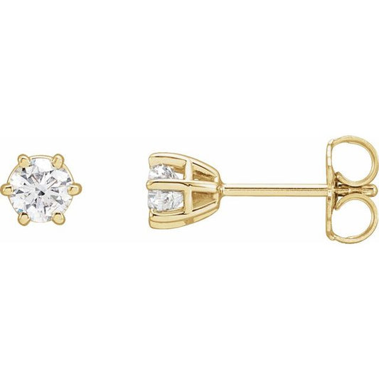 Round 6-Prong Stud Earrings