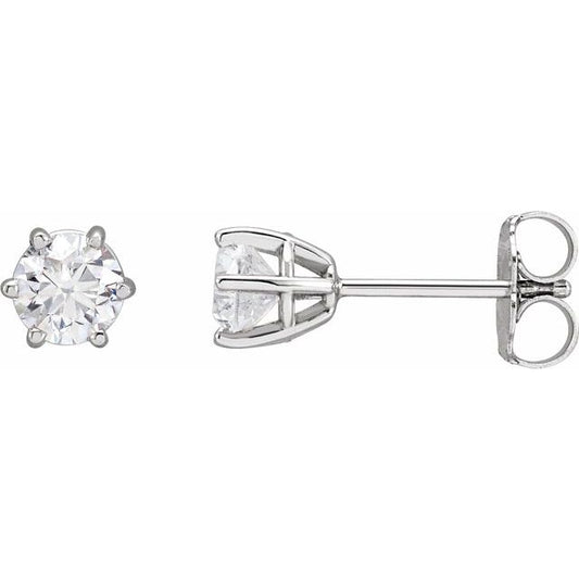 Round 6-Prong Stud Earrings