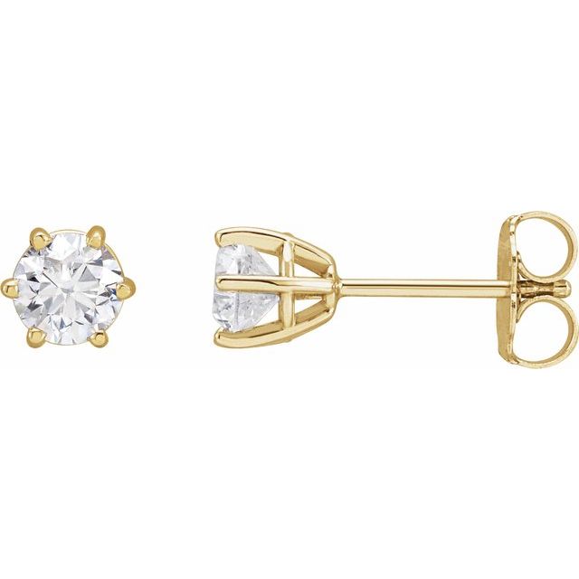 Round 6-Prong Stud Earrings