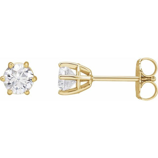 Round 6-Prong Stud Earrings