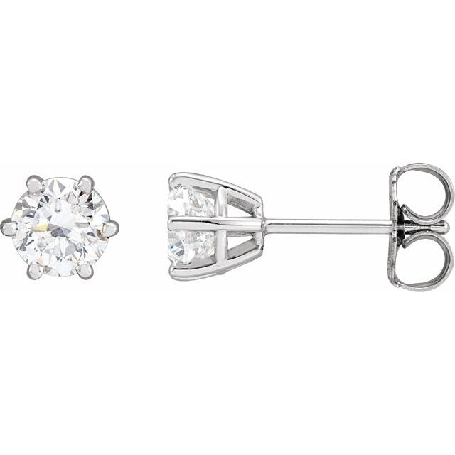 Round 6-Prong Stud Earrings