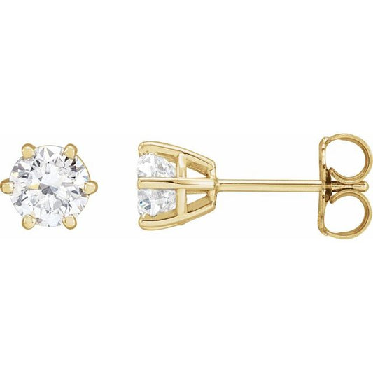 Round 6-Prong Stud Earrings