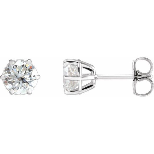 Round 6-Prong Stud Earrings