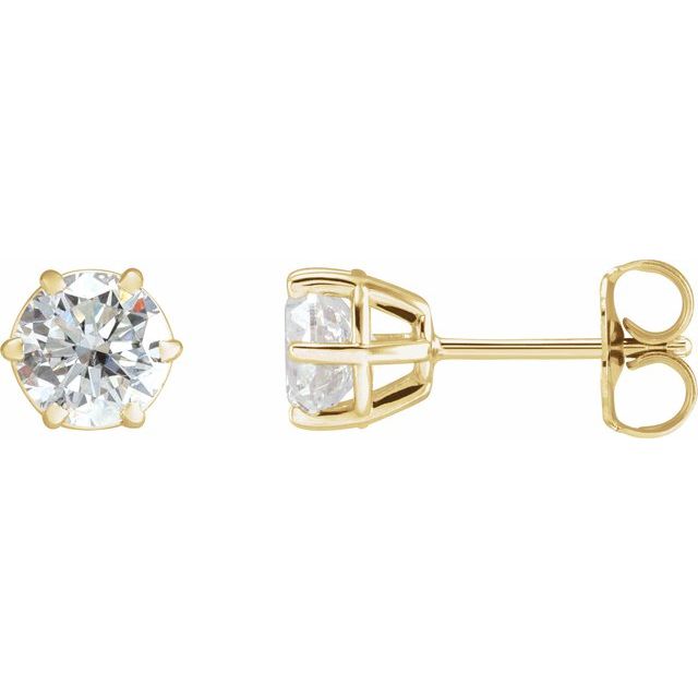 Round 6-Prong Stud Earrings