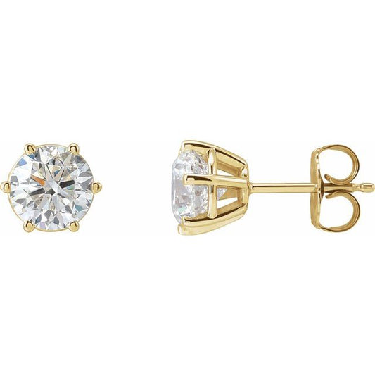 Round 6-Prong Stud Earrings