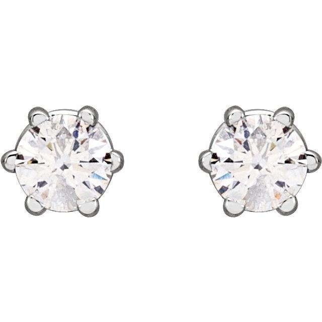 Round 6-Prong Stud Earrings
