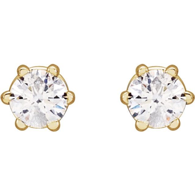 Round 6-Prong Stud Earrings