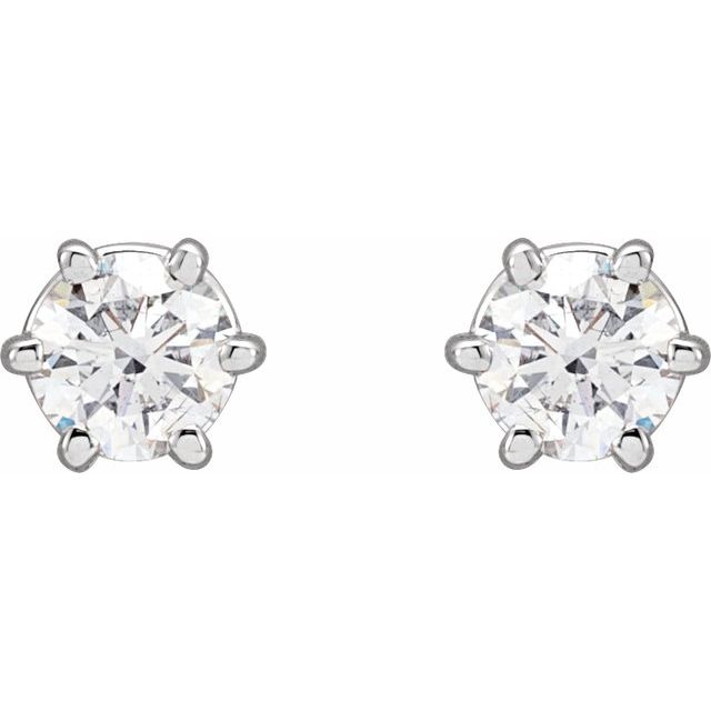 Round 6-Prong Stud Earrings