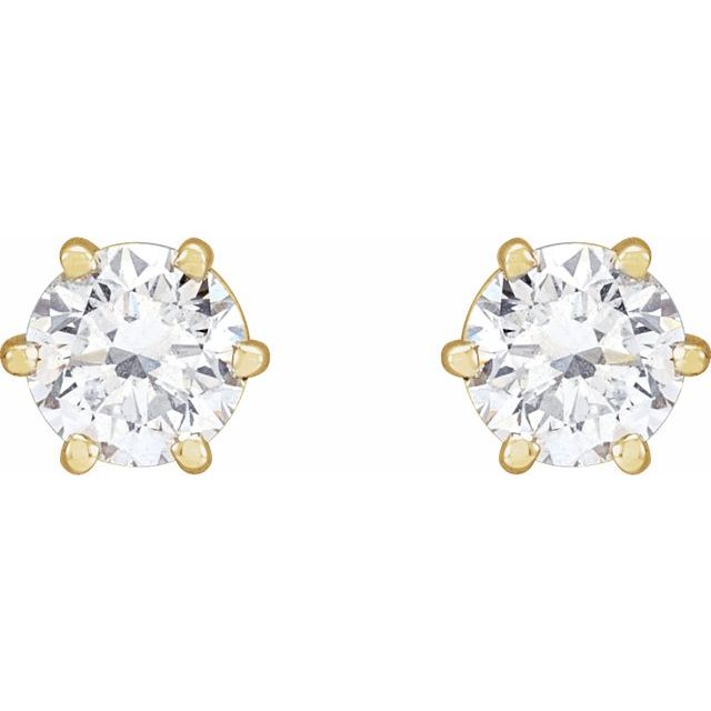 Round 6-Prong Stud Earrings