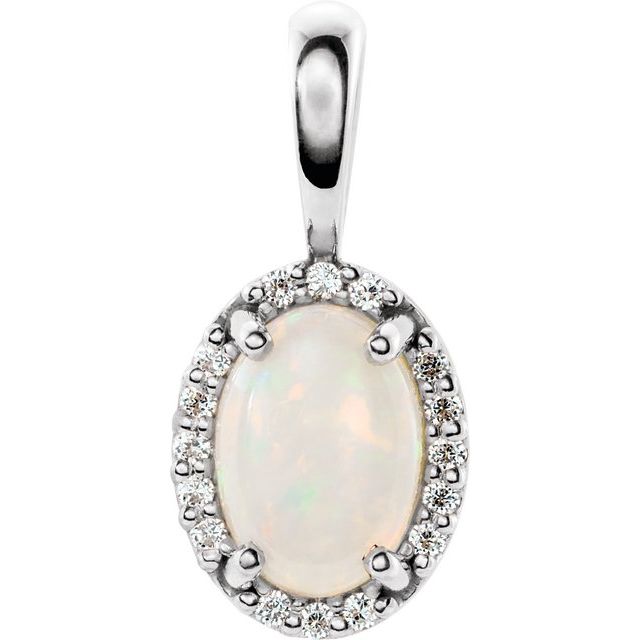 Oval 4-Prong Halo-Style Cabochon Pendant