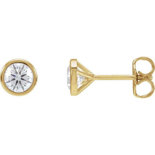 Round Bezel-Set Stud Earrings