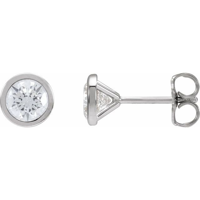 Round Bezel-Set Stud Earrings
