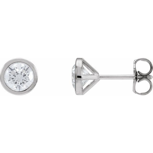 Round Bezel-Set Stud Earrings