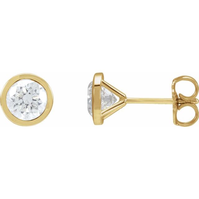 Round Bezel-Set Stud Earrings
