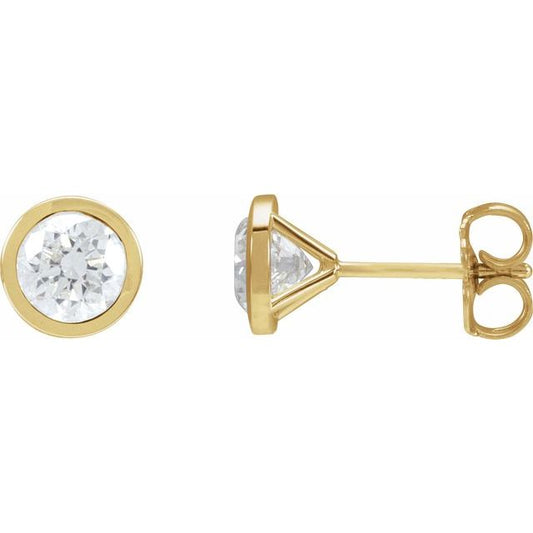Round Bezel-Set Stud Earrings