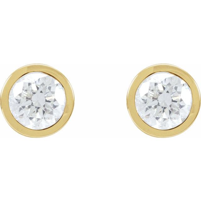 Round Bezel-Set Stud Earrings