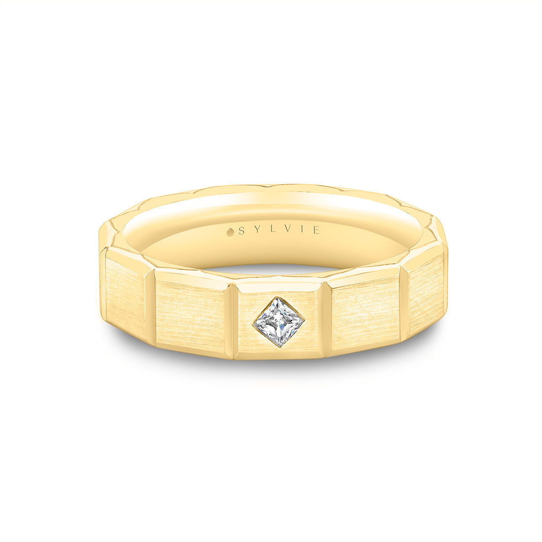 Fluted Shell Geometric Brushed Mens Band - Charles
