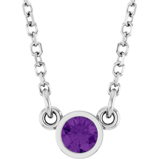 Bezel-Set Solitaire Birthstone Necklace