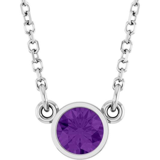 Bezel-Set Solitaire Birthstone Necklace