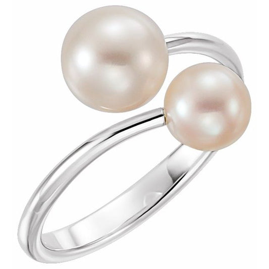 Two-Stone Pearl Bypass Ring