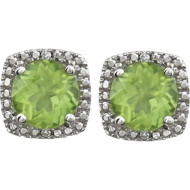 Round 4-Prong Halo-Style Birthstone Stud Earrings