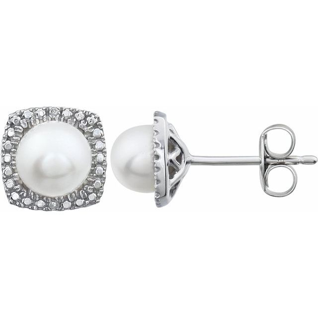 Round 4-Prong Halo-Style Birthstone Stud Earrings