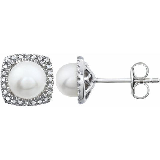 Round 4-Prong Halo-Style Birthstone Stud Earrings