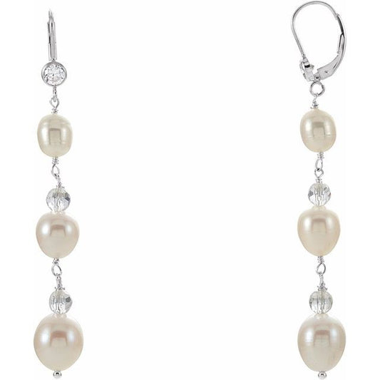 Pearl & Crystal Dangle Earrings