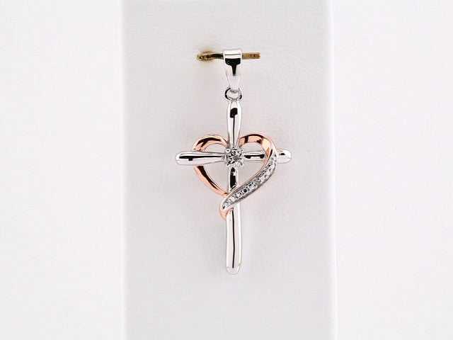Accented Heart with Cross Pendant