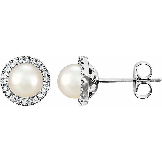 Round 4-Prong Halo-Style Birthstone Earrings