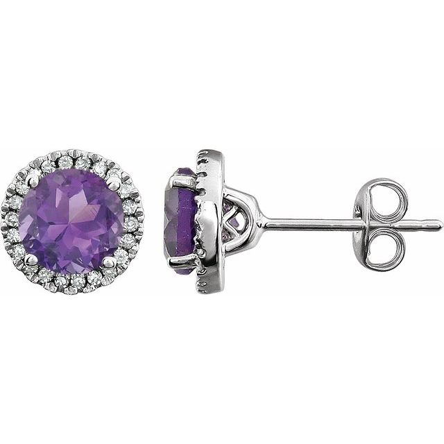 Round 4-Prong Halo-Style Birthstone Earrings
