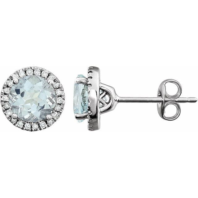 Round 4-Prong Halo-Style Birthstone Earrings