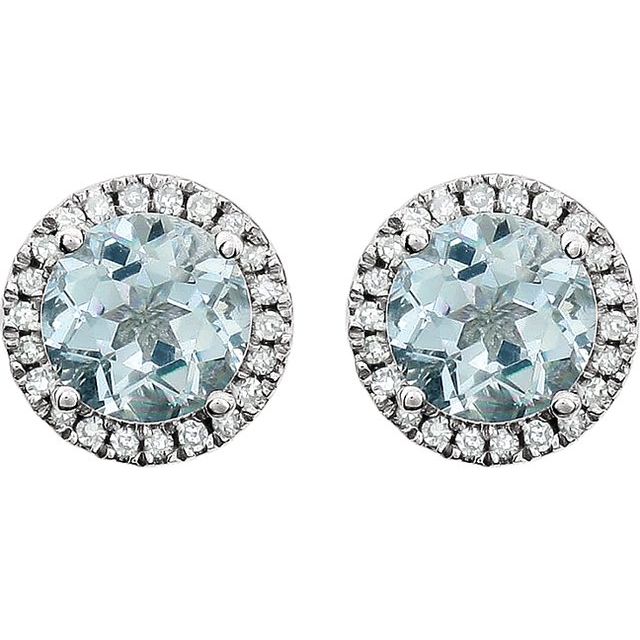 Round 4-Prong Halo-Style Birthstone Earrings